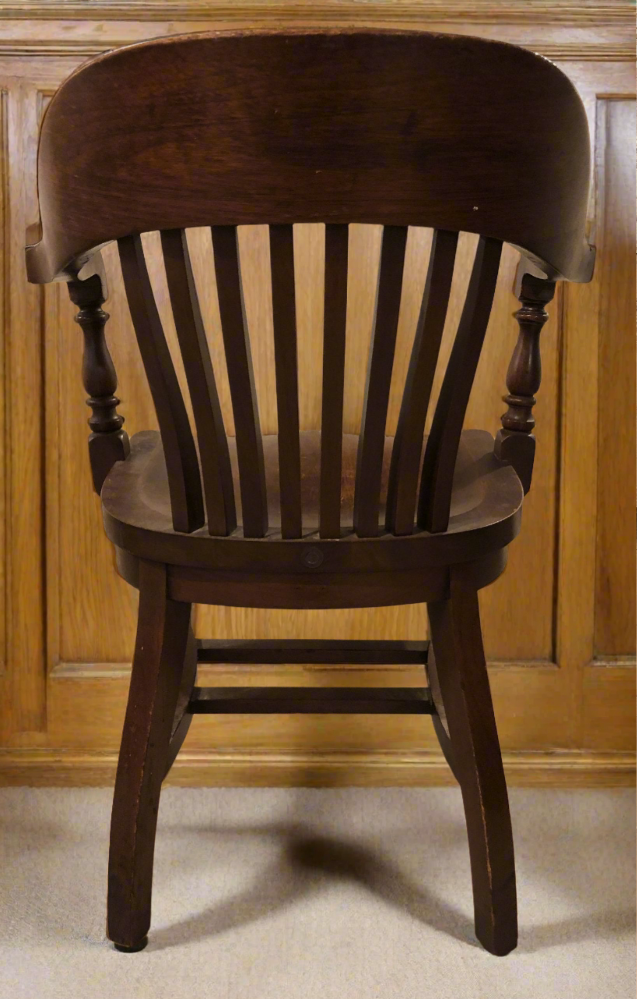 Vintage Solid Oak Marble & Shattuck Desk Chair