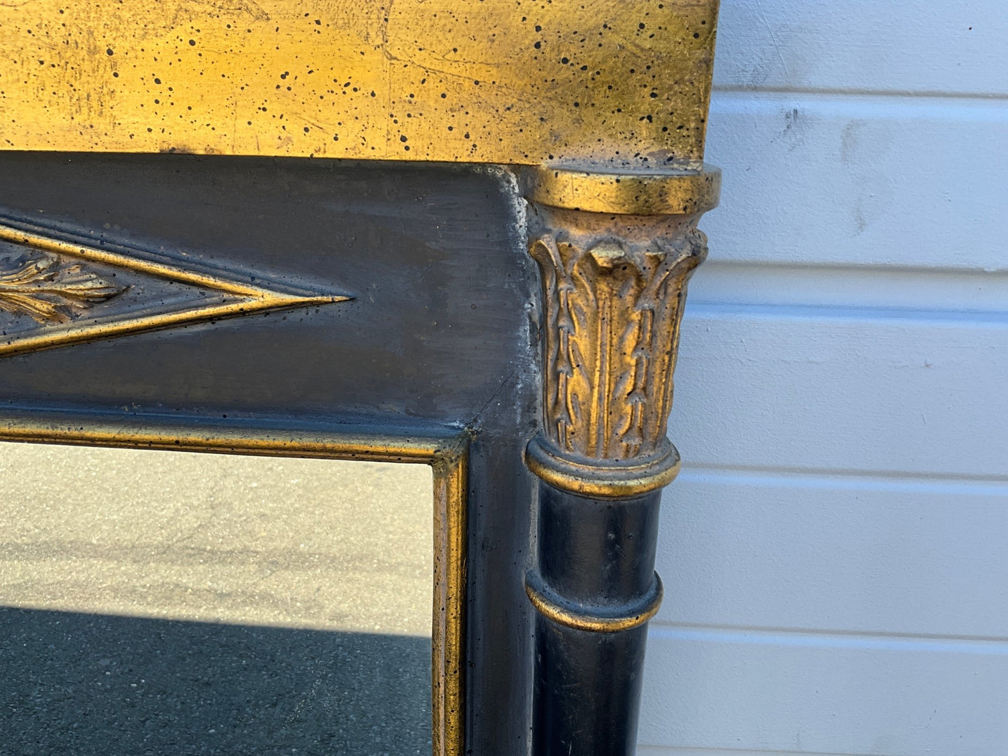 Vintage Black And Gold Trim Mirror