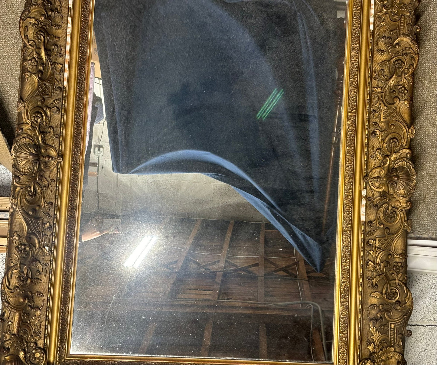 Stunning Antique Carved Gold Ornate Wood Frame Mirror 53" X 41"