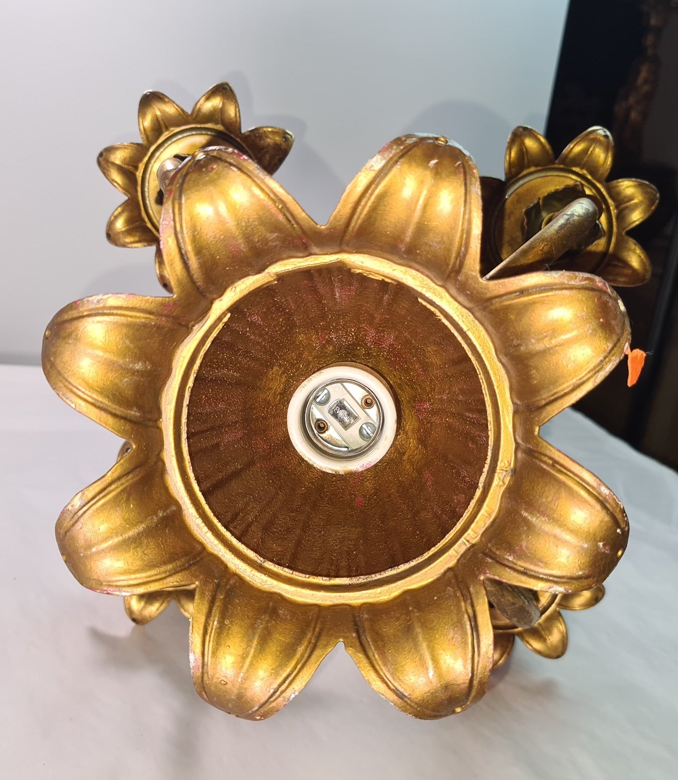 Unique French Gilded Bronze 5 Light Antique Chandelier