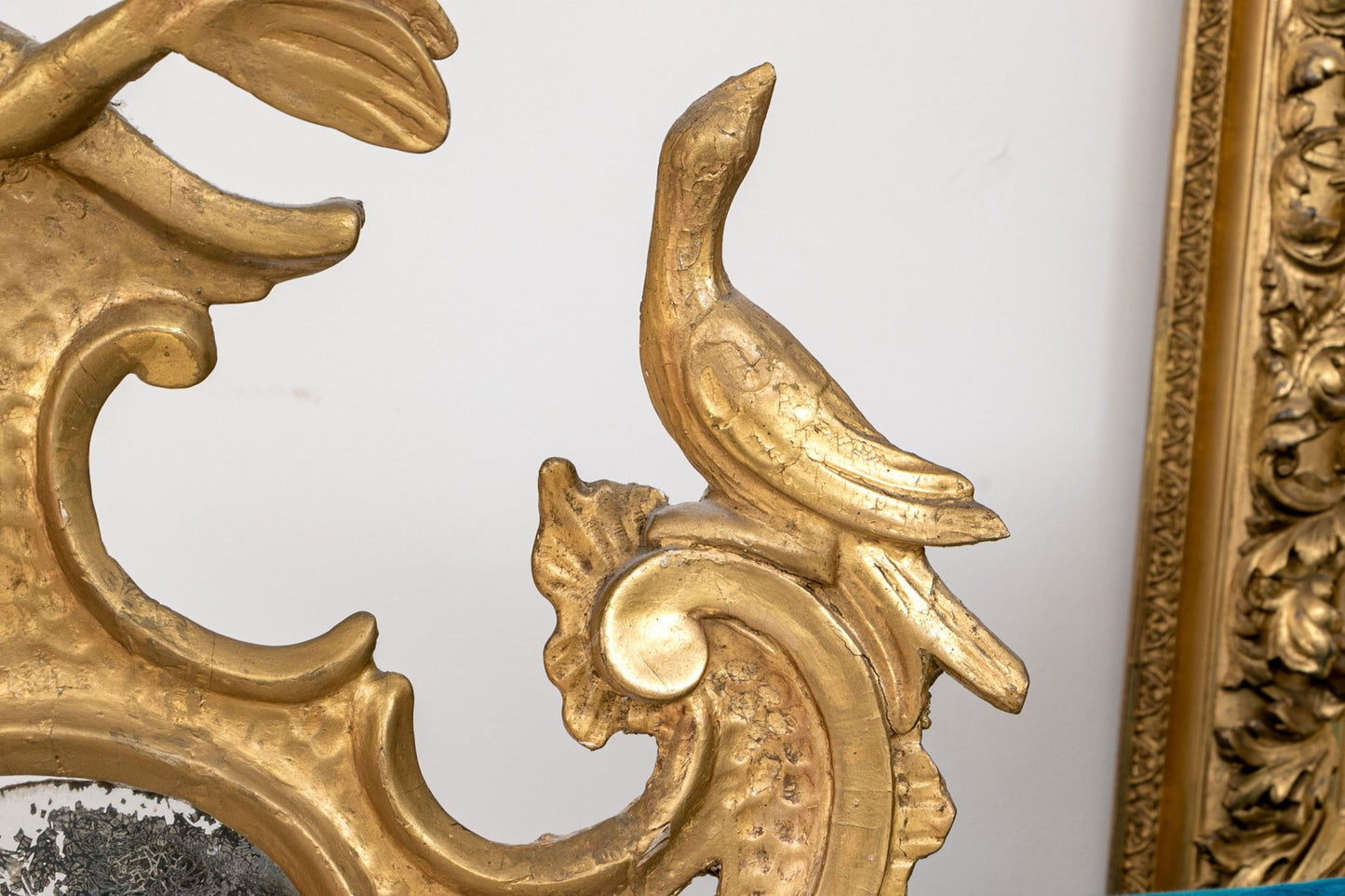 Antique Italian Rococo Style Carved Gilt Mirror With Candle