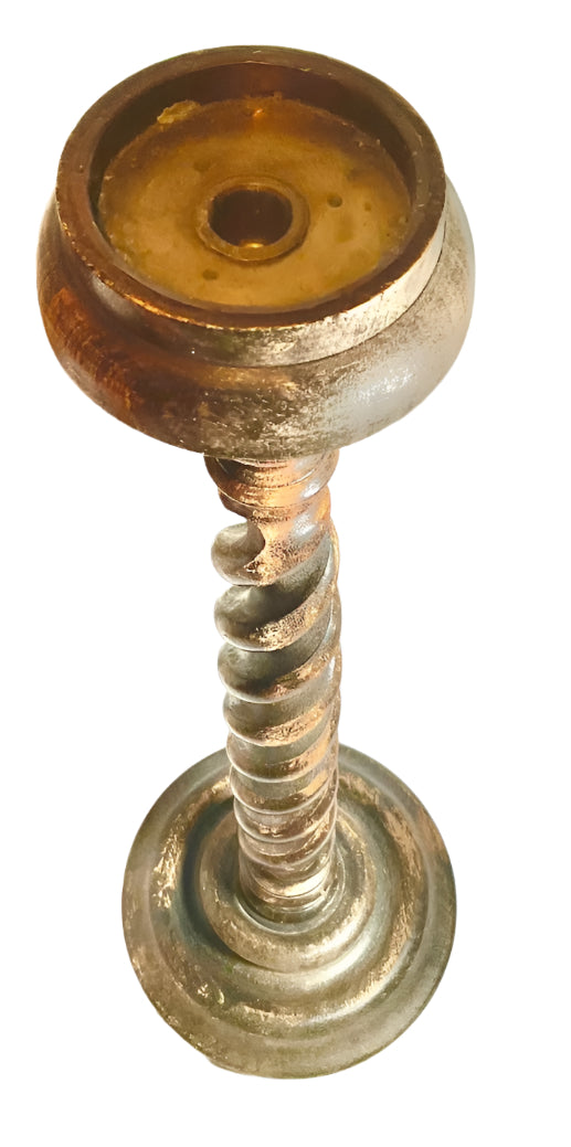 English 19th Century Oak Barley Twist Candlestick