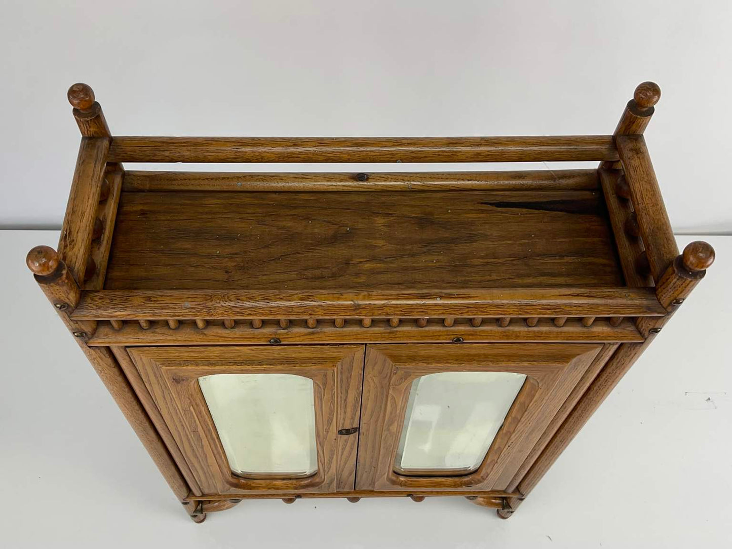 Vintage Oak Mirrored Vanity Cabinet