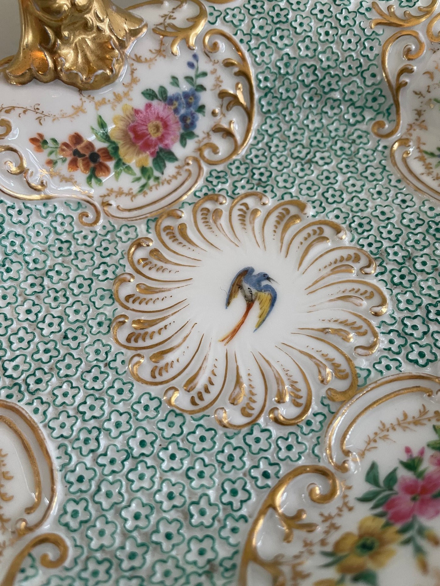 Beautiful Antique Hand Decorated Porcelain Basket