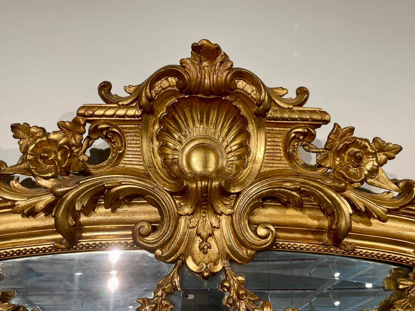 70” Tall Vintage Gilt Beveled Mirror