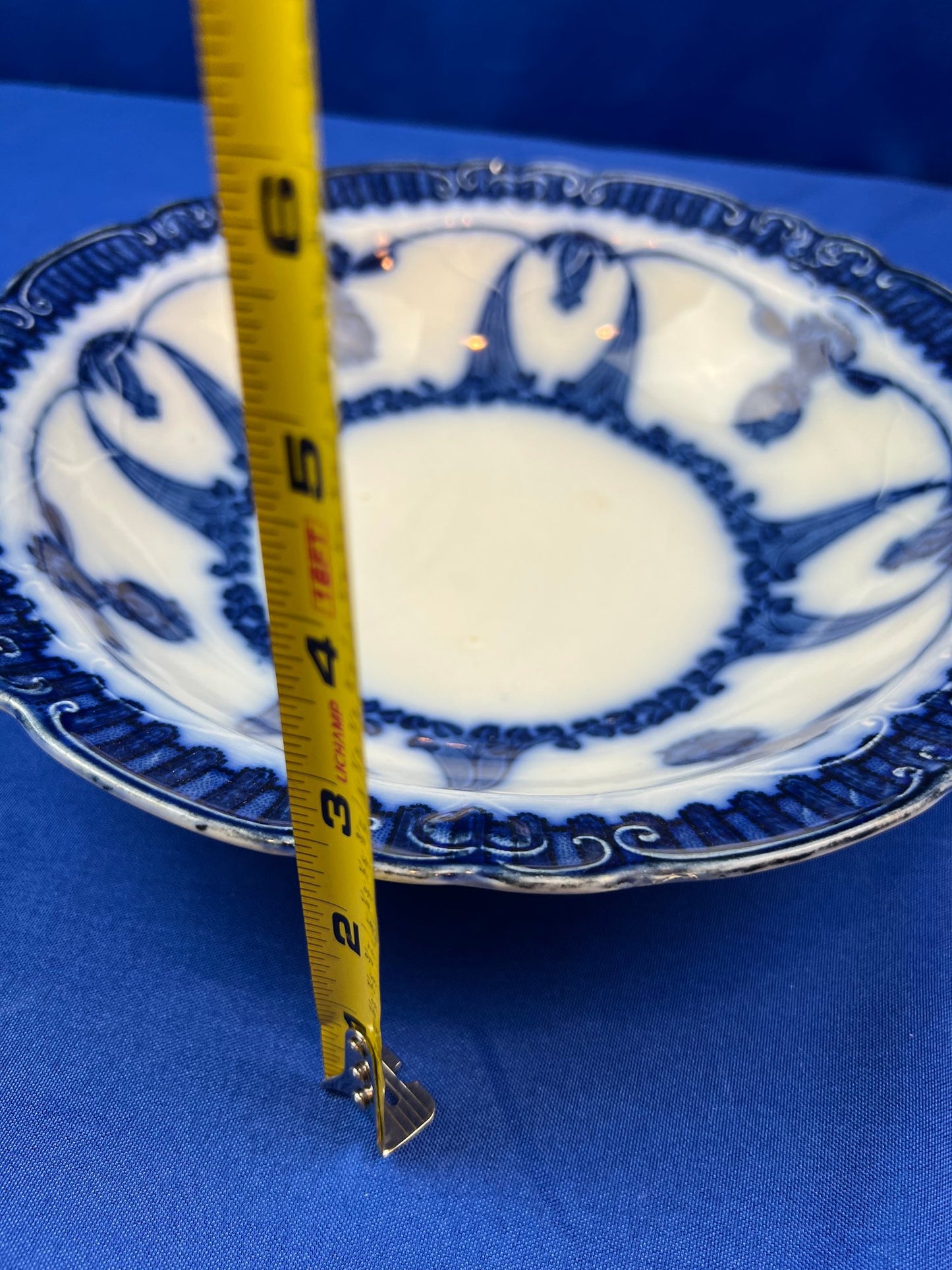 Antique Wood & Sons Caronia Royal Blue Semi-Porcelain Rimmed Bowl - Signed On Base