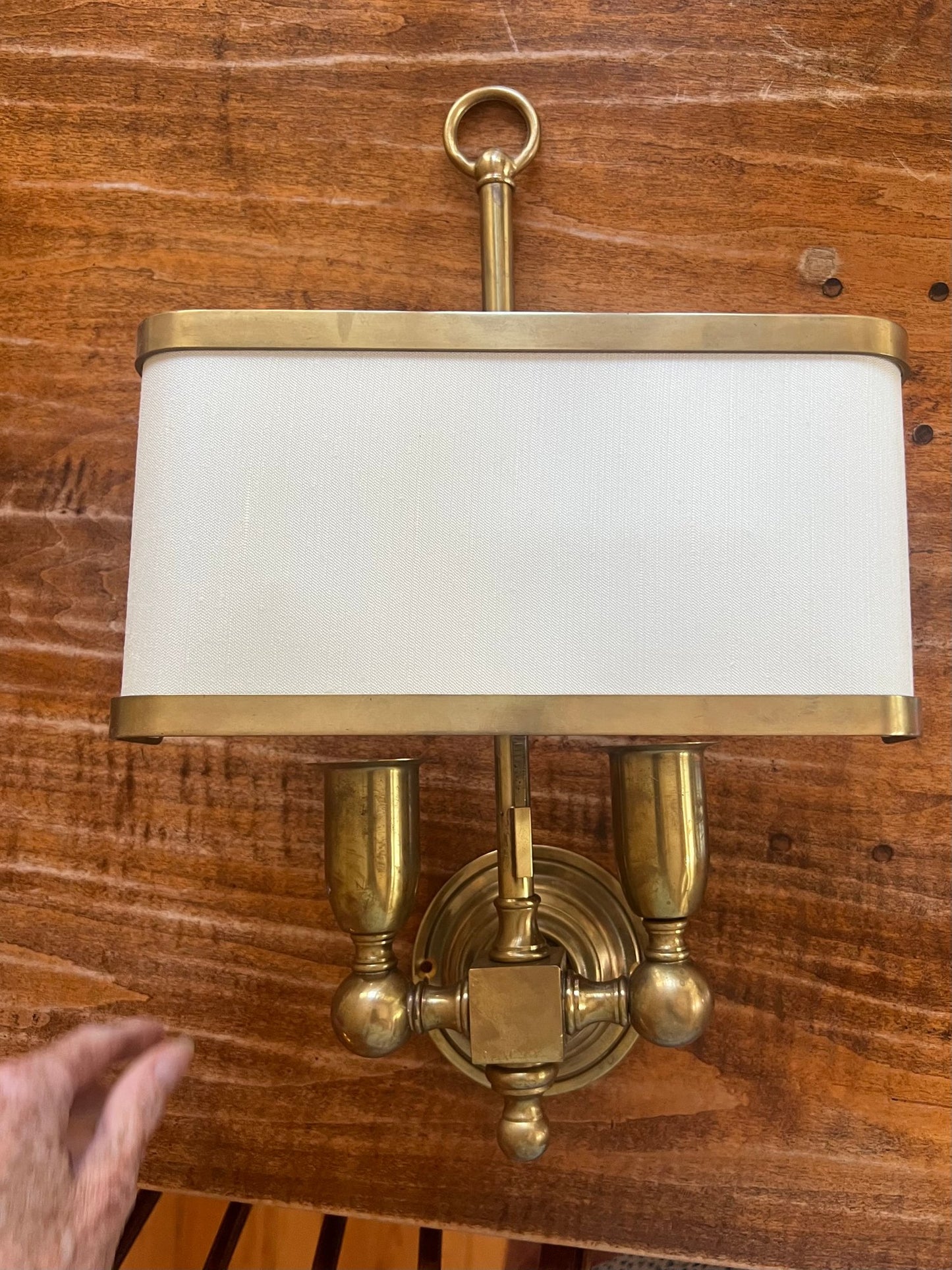 Pair of High Quality Italian Custom Made Brass Wall Sconces With Shades