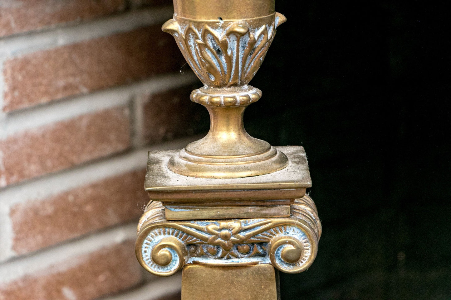 A wonderful collection of antique brass fireplace accessories
