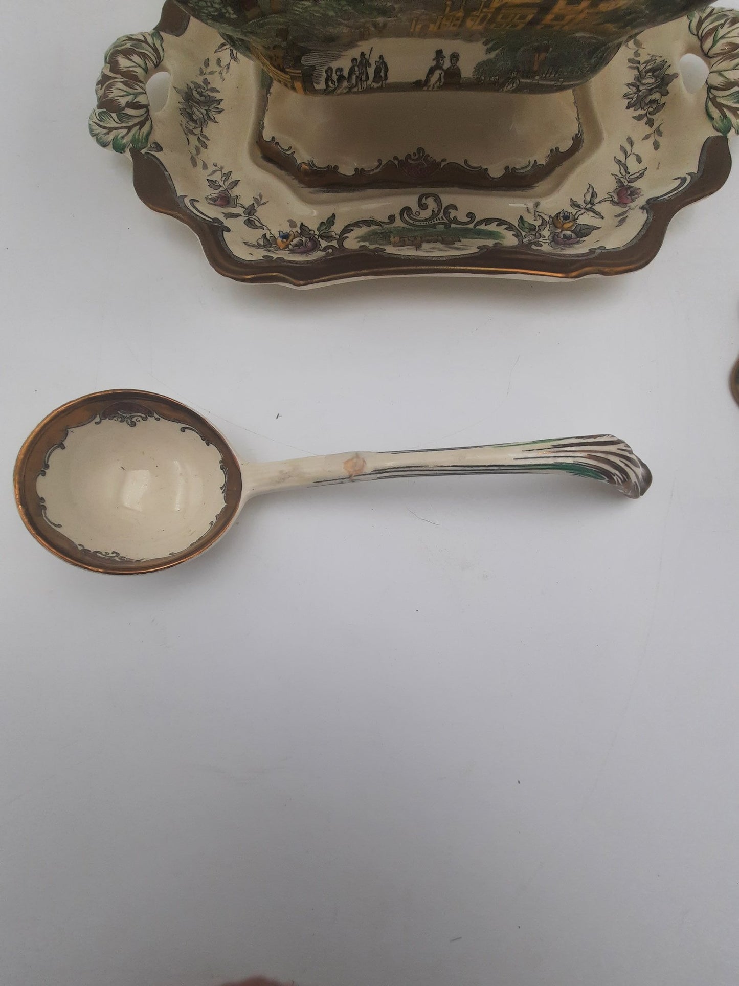 Antique 19th Century LEEDS By MASON Ironstone Soup Tureen With Ladle And Underplate