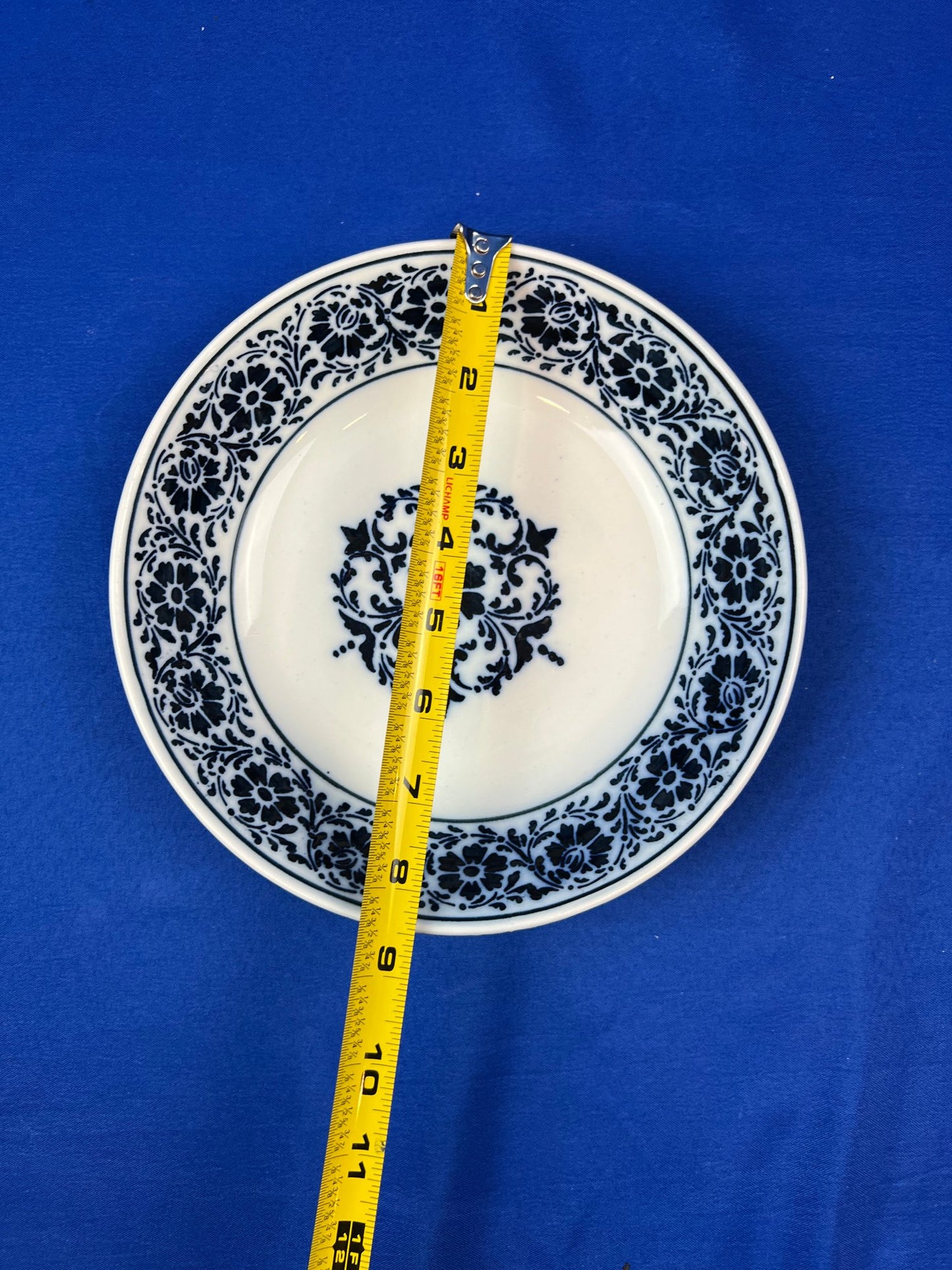 Antique Opaque Luneville France Flow Blue Rimmed Bowl - Signed On Base