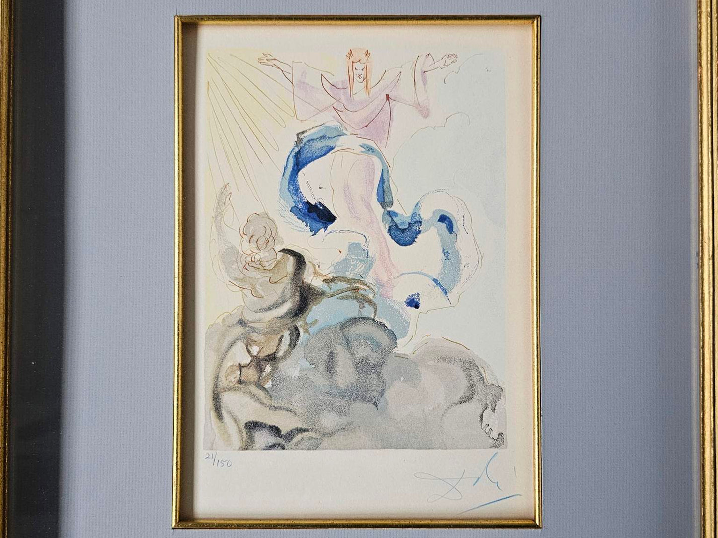 Original 1963 Pencil Signed Salvador Dali (Spain 1904-1989) 21/150 "Piccarda Donati" Woodcut Print