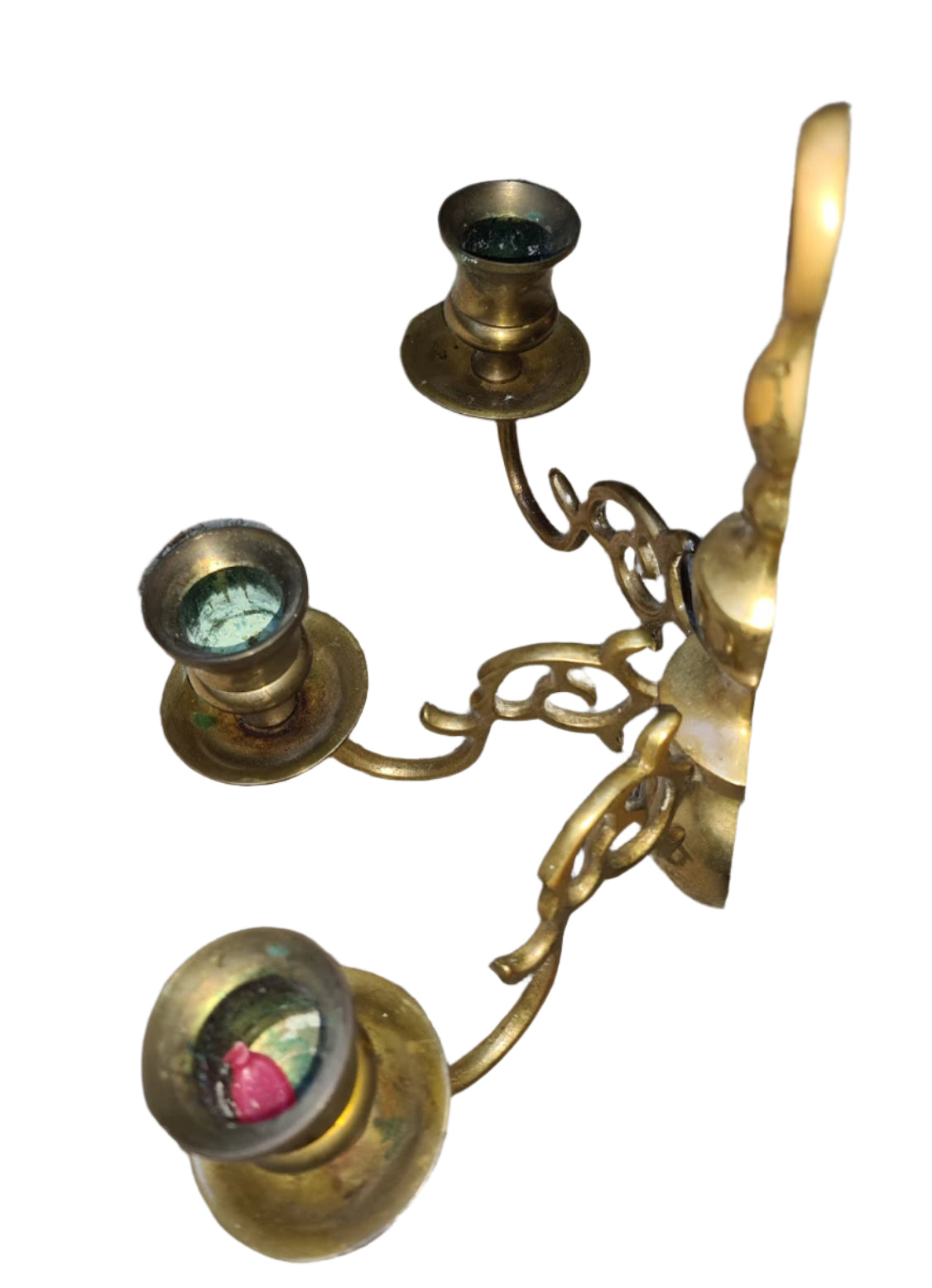 Pair of Vintage Brass Wall Sconces - Candle Holder