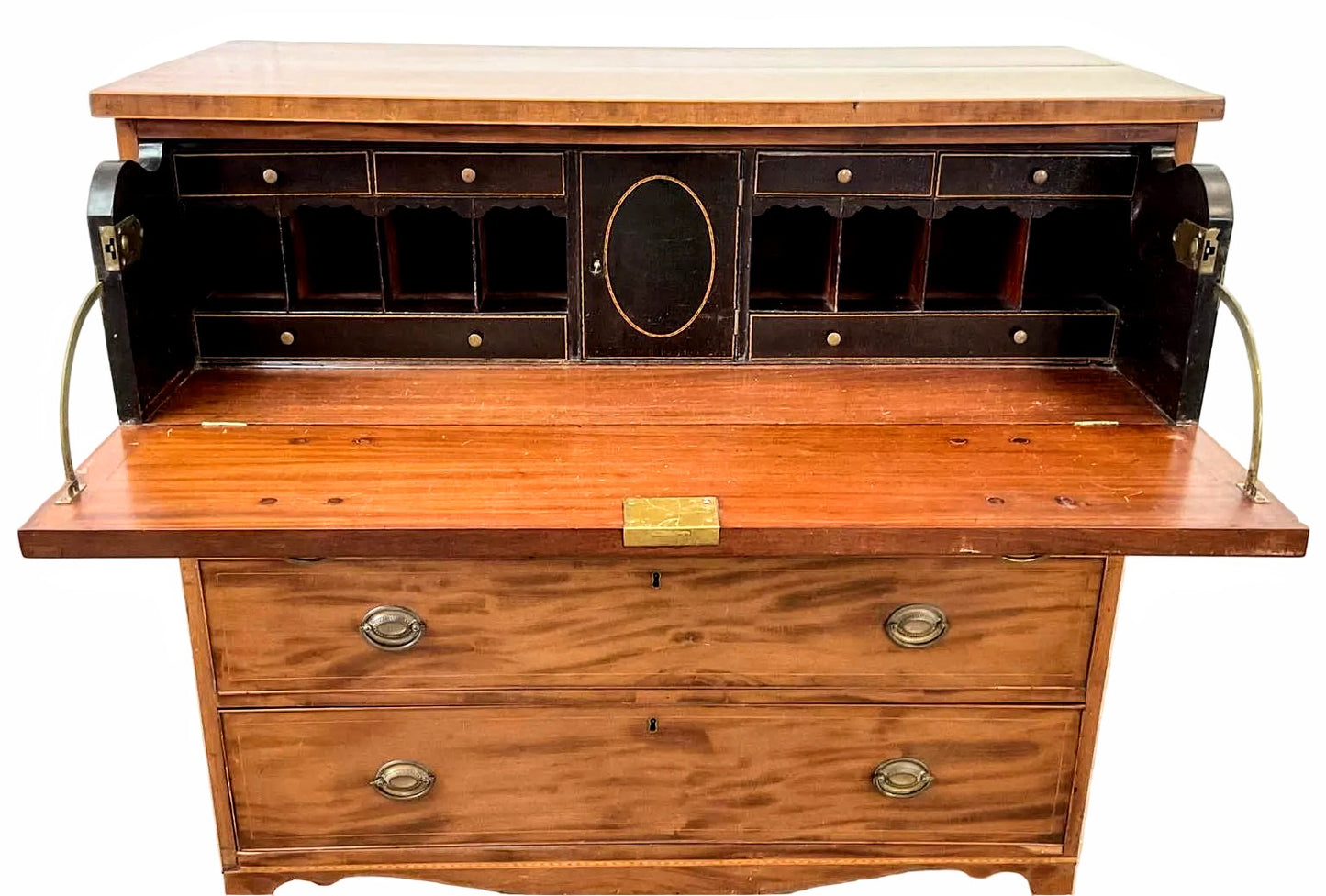 Antique Early 1800 Georgian English Secretaire Cabinet, Walnut