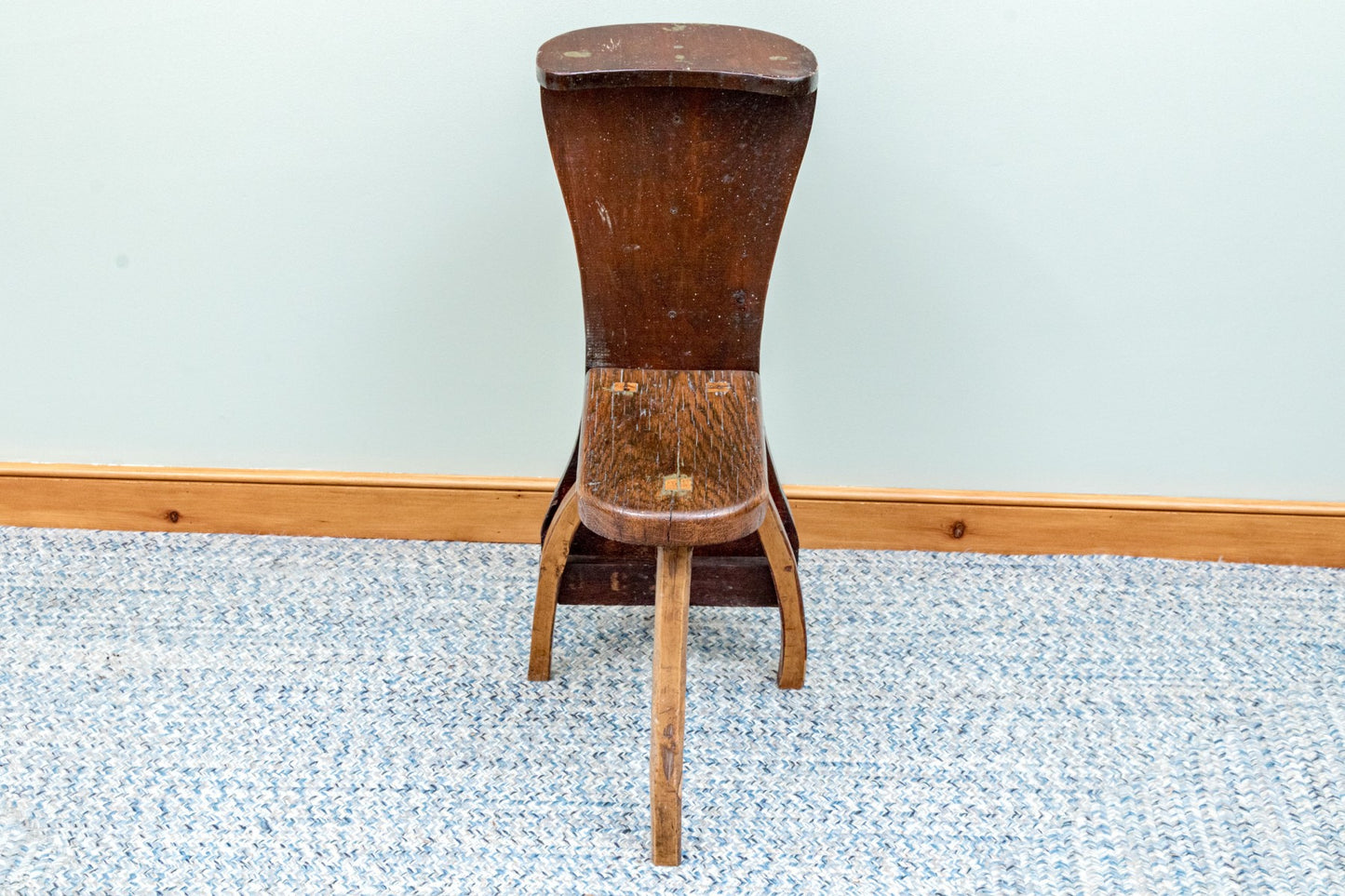 One of a Kind Artisanal Primitive Hand-Carved Wood Chair