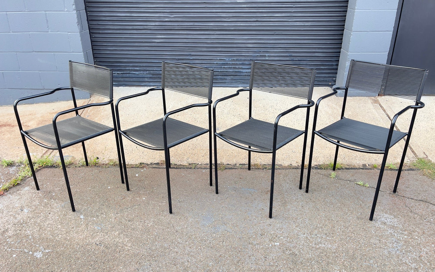 Vintage Italian Spaghetti Strap Armchairs - Set of 4