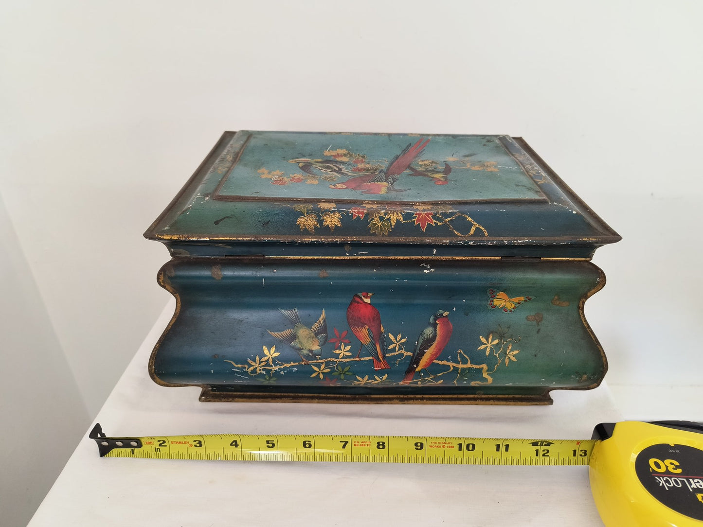 Vintage Chinoiserie themed hinged Brass Box