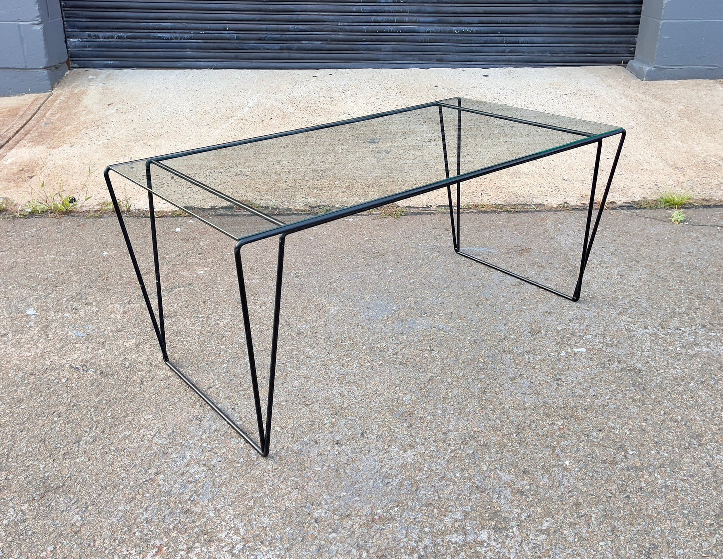 Vintage Metal And Glass Top Coffee Table Sauze Style