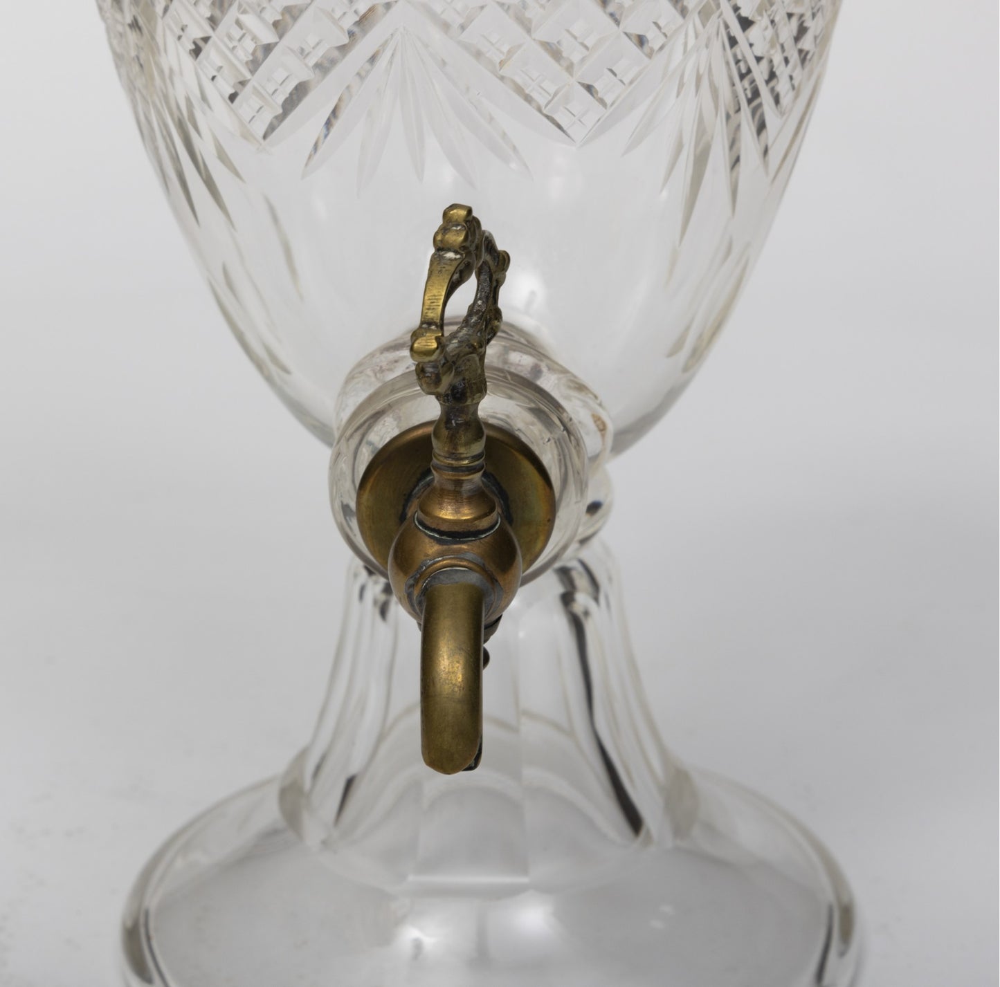 Antique French Cut Crystal Tall Decanter With Spigot