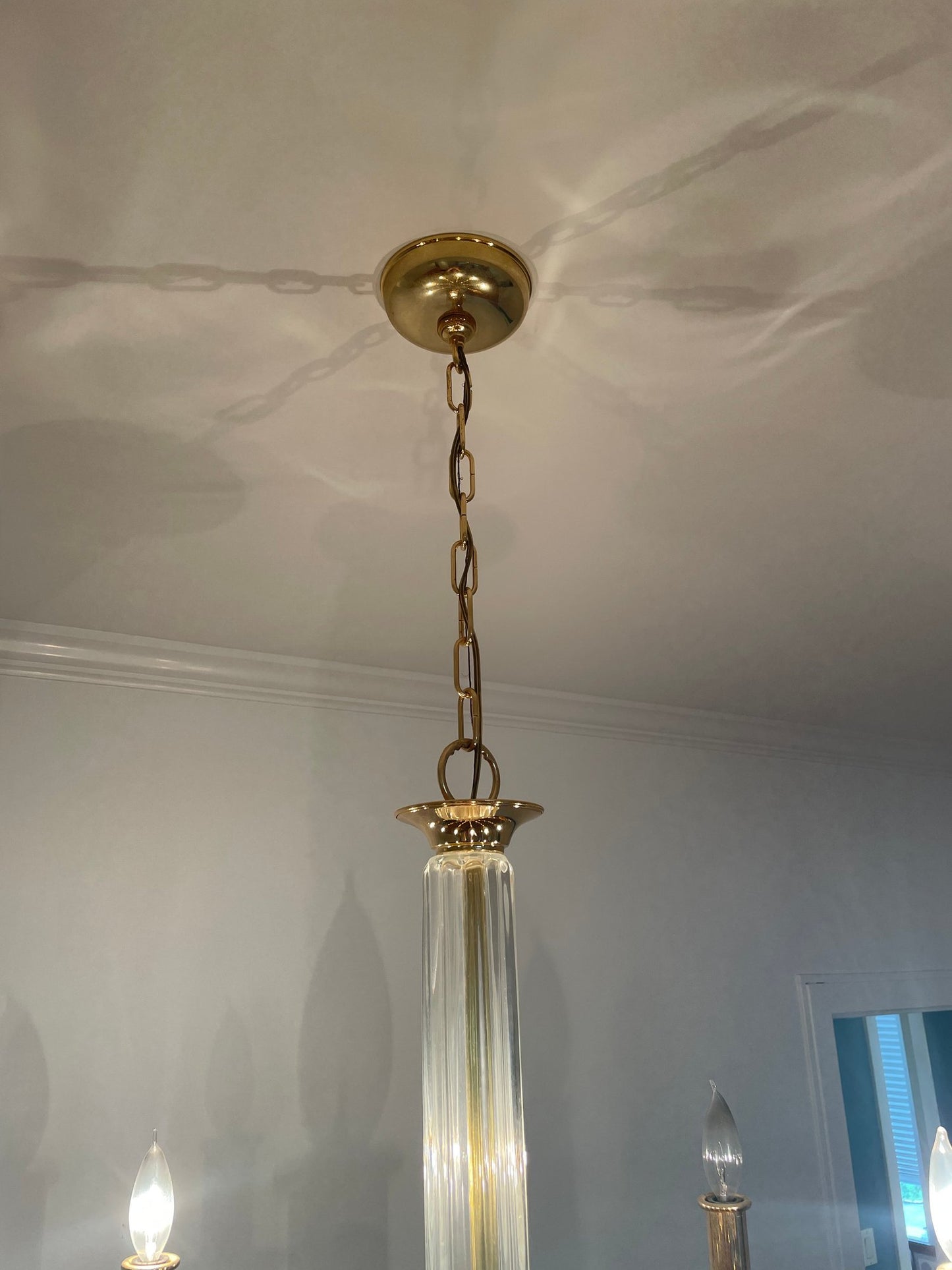 Stunning Venetian Crystal & Brass Eight Light Chandelier