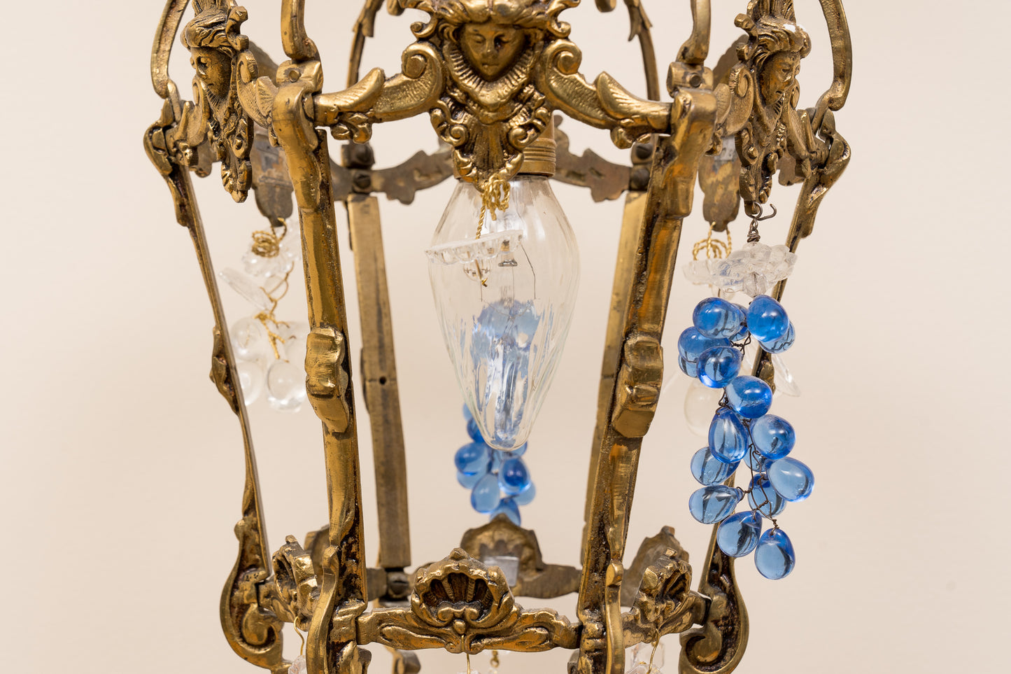 Vintage Rare Petite Italian Chandelier With Bunches Of Glass Grapes