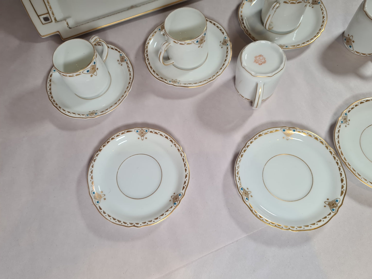 Antique Epresso Set with Porcelain Tray, K&A Krautheim Selb Bavaria Germany