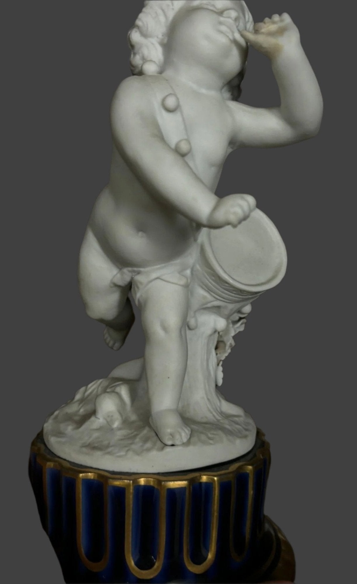 A Beautiful Pair Of Sevres Biscuit Porcelain Cherubim, On Cobalt Porcelain Plinths, 1776