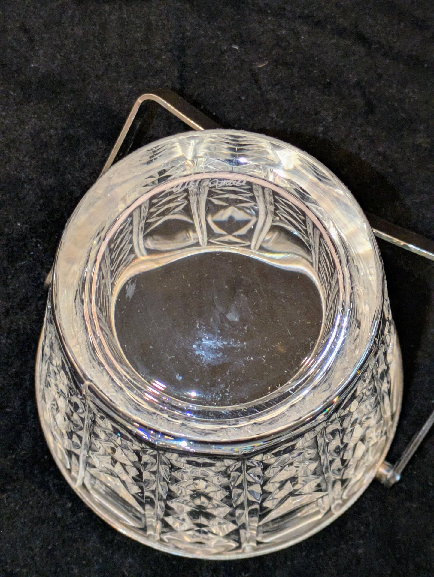 Vintage Val St. Lambert Crystal & Silver Plate Ice Bucket, Signed