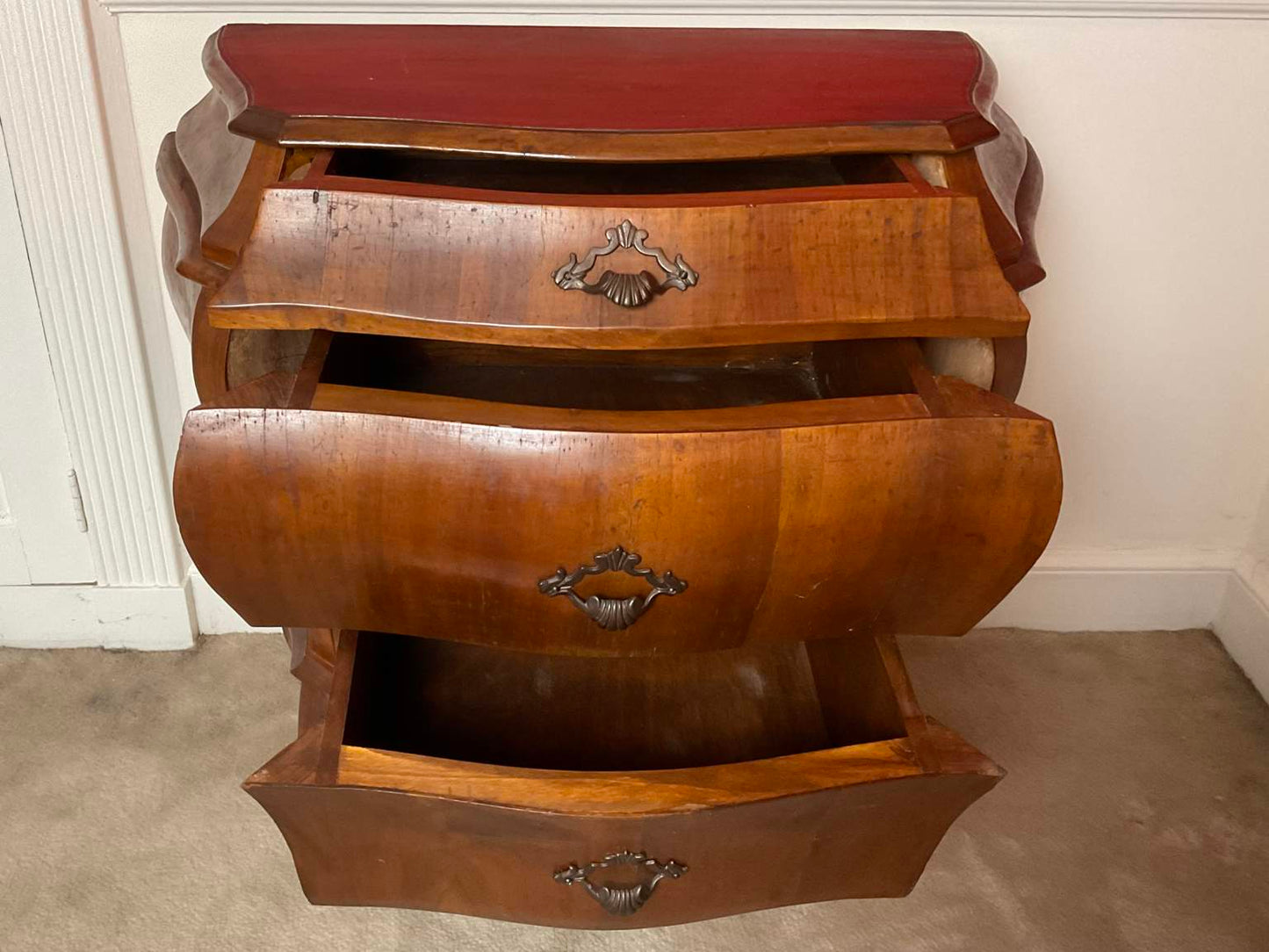 Magnificent Vintage Louis XV Style Bombe Chest Nightstand