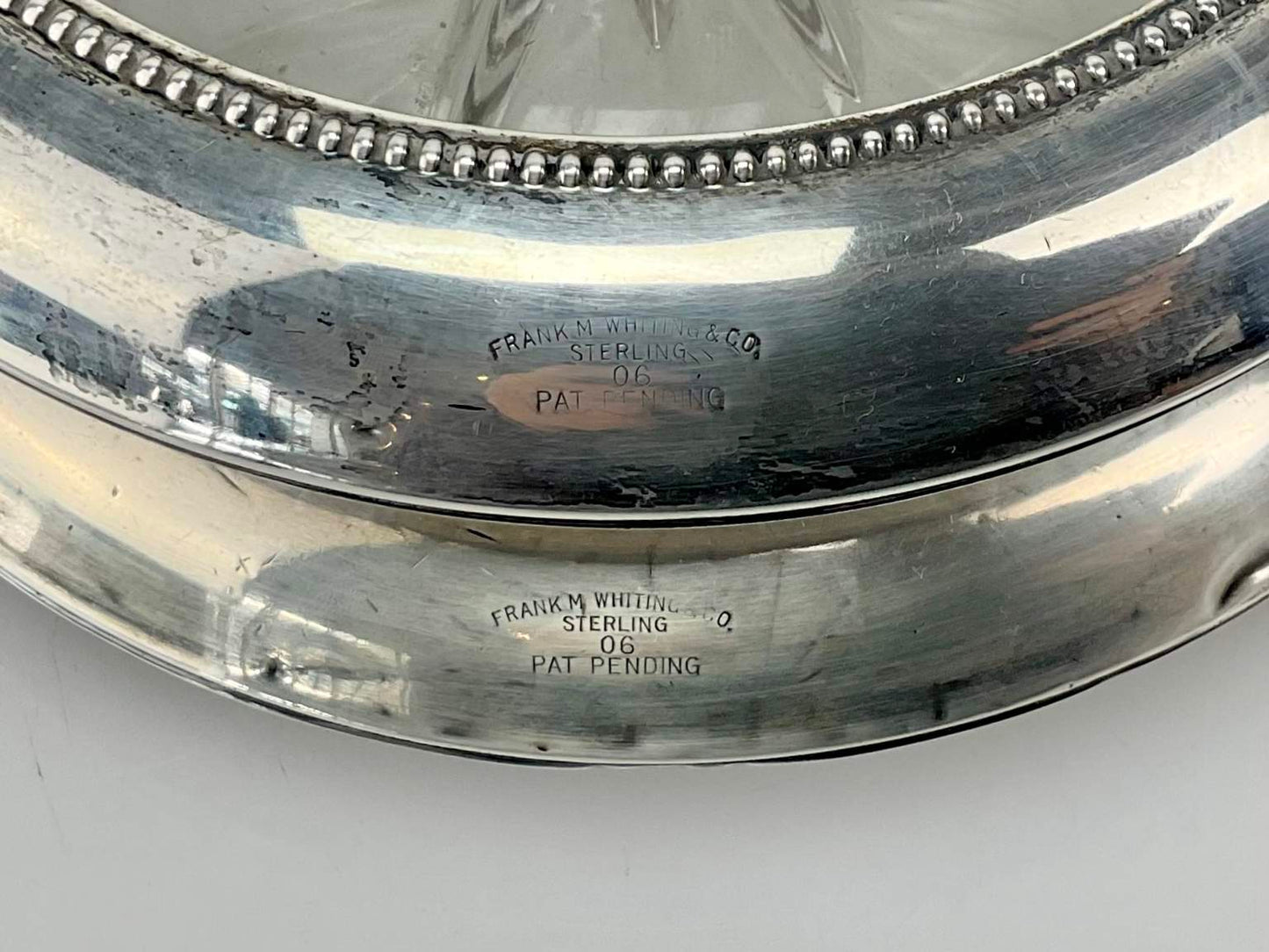 Vintage Frank M Whiting Sterling Silver & Crystal Wine Coasters