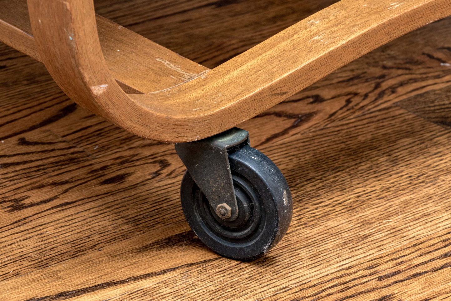 MID-CENTURY BENTWOOD DROP-LEAF TEA CART ATTRIB. EDWARD WORMLEY FOR DUNBAR