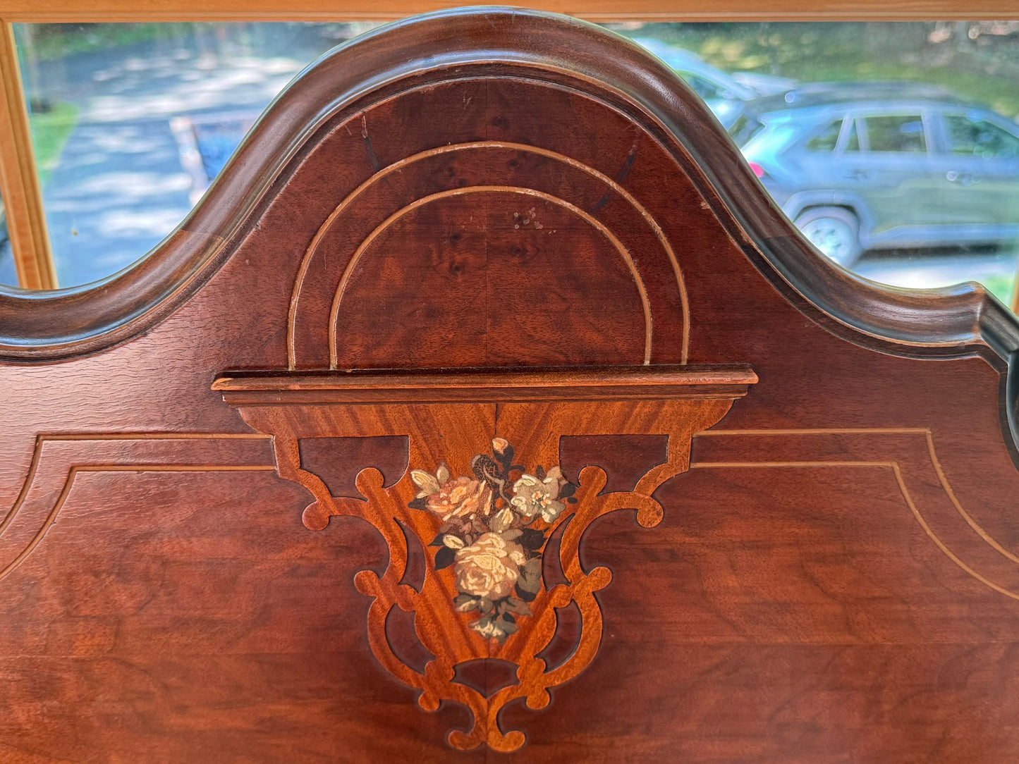Antique Wood Bed With Scrolled And Painted Details, by Syracuse Cabinet Co.