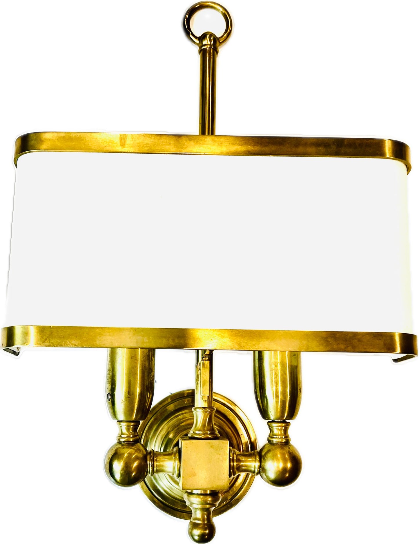 Pair of High Quality Italian Custom Made Brass Wall Sconces With Shades