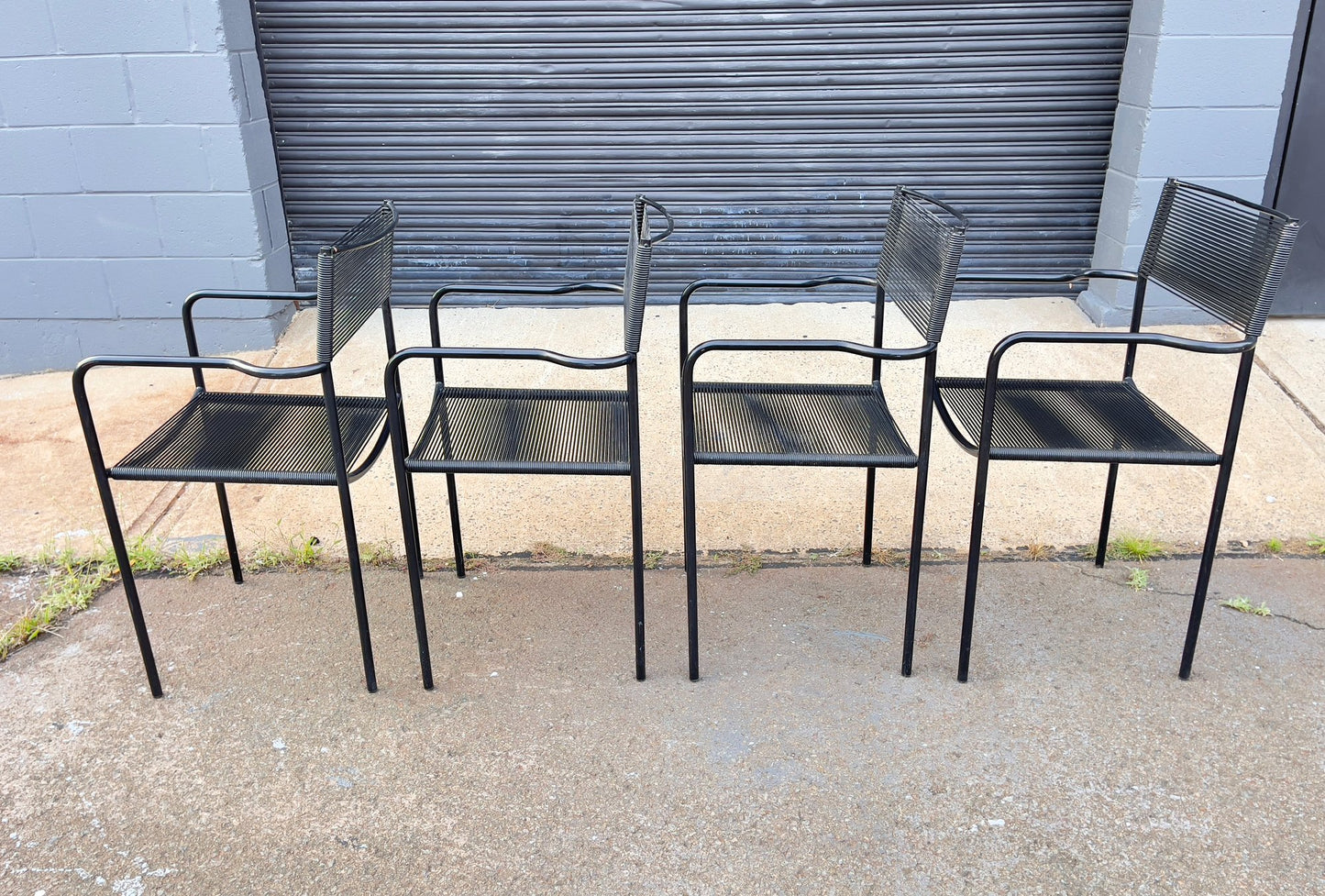 Vintage Italian Spaghetti Strap Armchairs - Set of 4