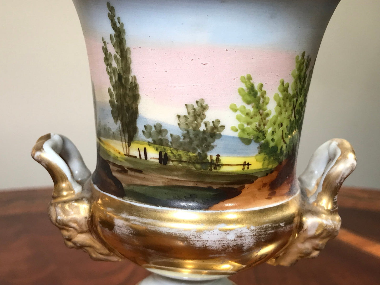 Antique 19th Century Urn, Porcelain de Paris Hand Painted and Gilded