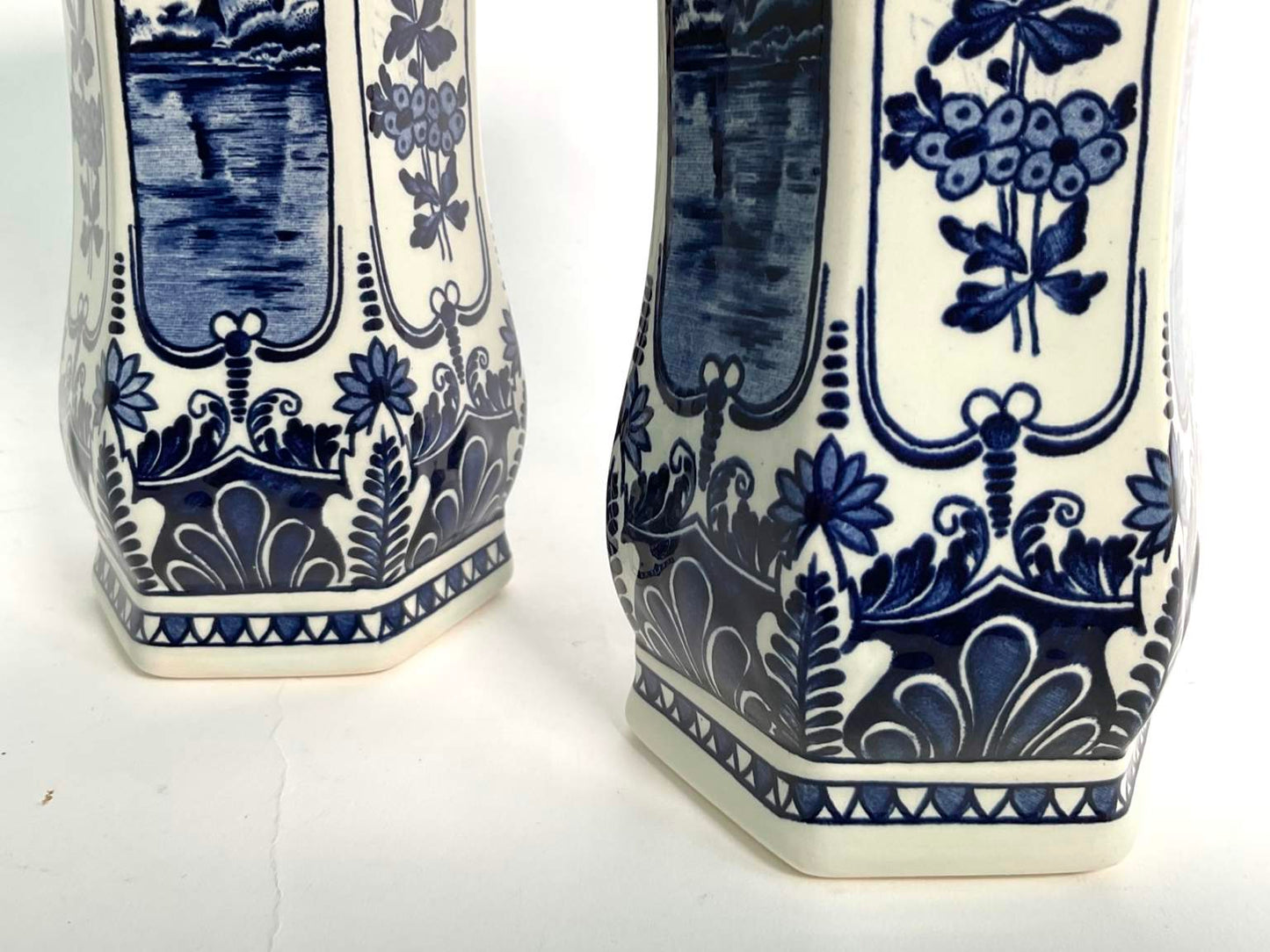 Pair of Delft by Boch for Royal Sphinx Vases