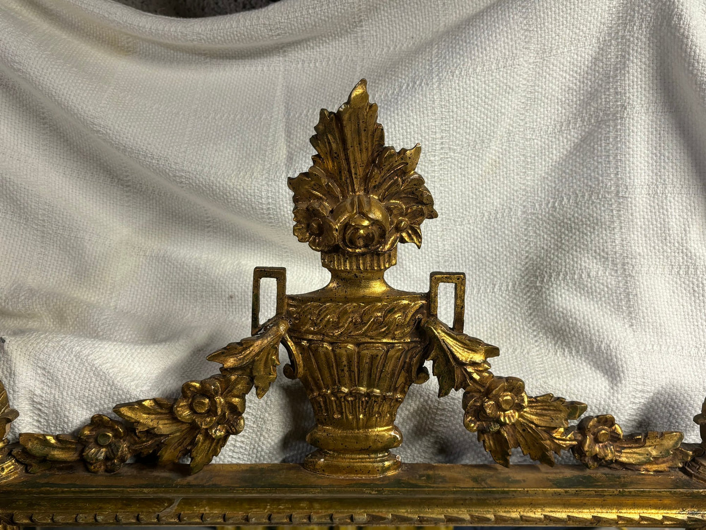 Beautifully Decorated Late 1800 Antique Carved Wooden Mirror, Large