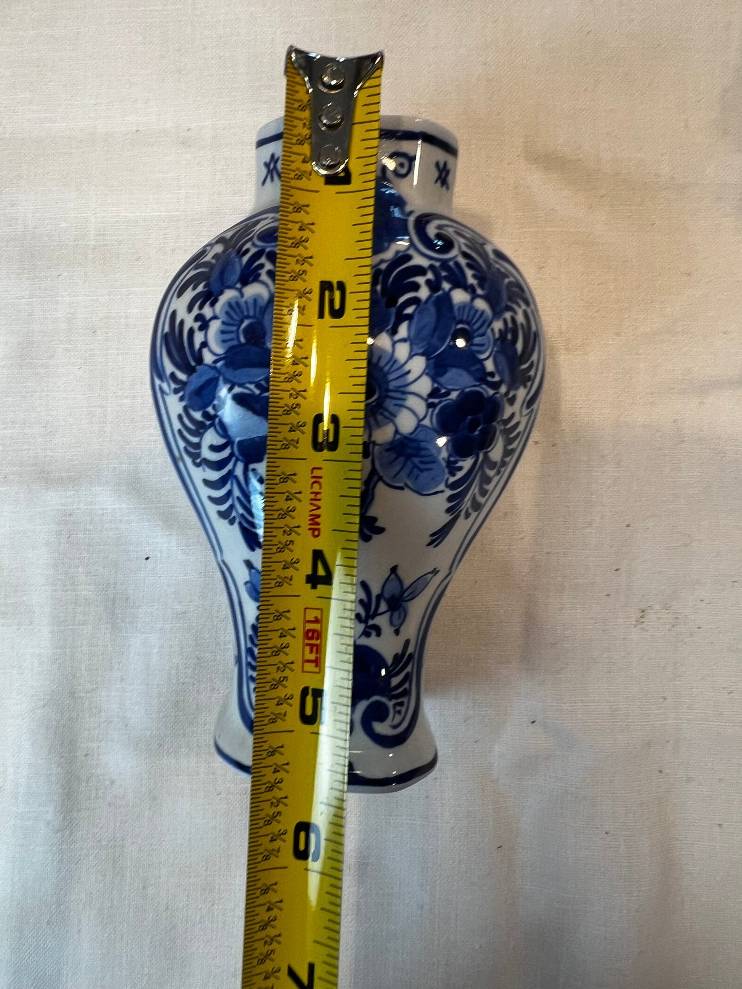 Delft Porcelain Garniture Vase - Signed On Base
