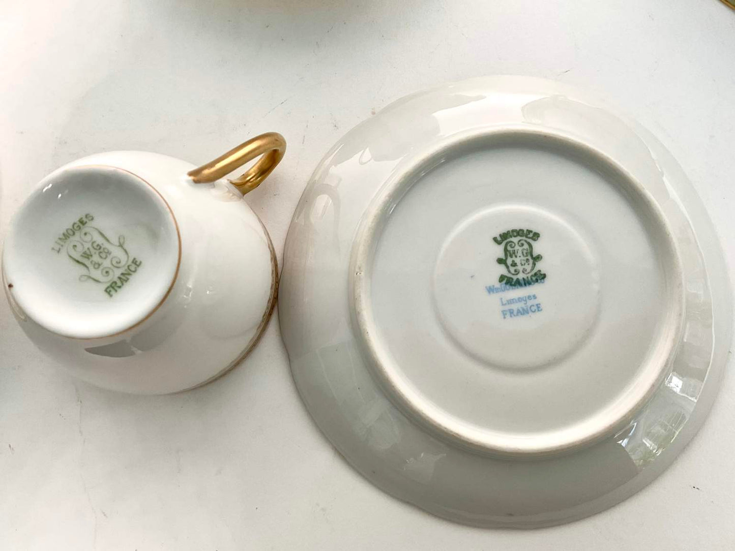 Wonderful Limoges W.G. & Co. France Demi Tasse Cups and Saucers (13 pcs.)