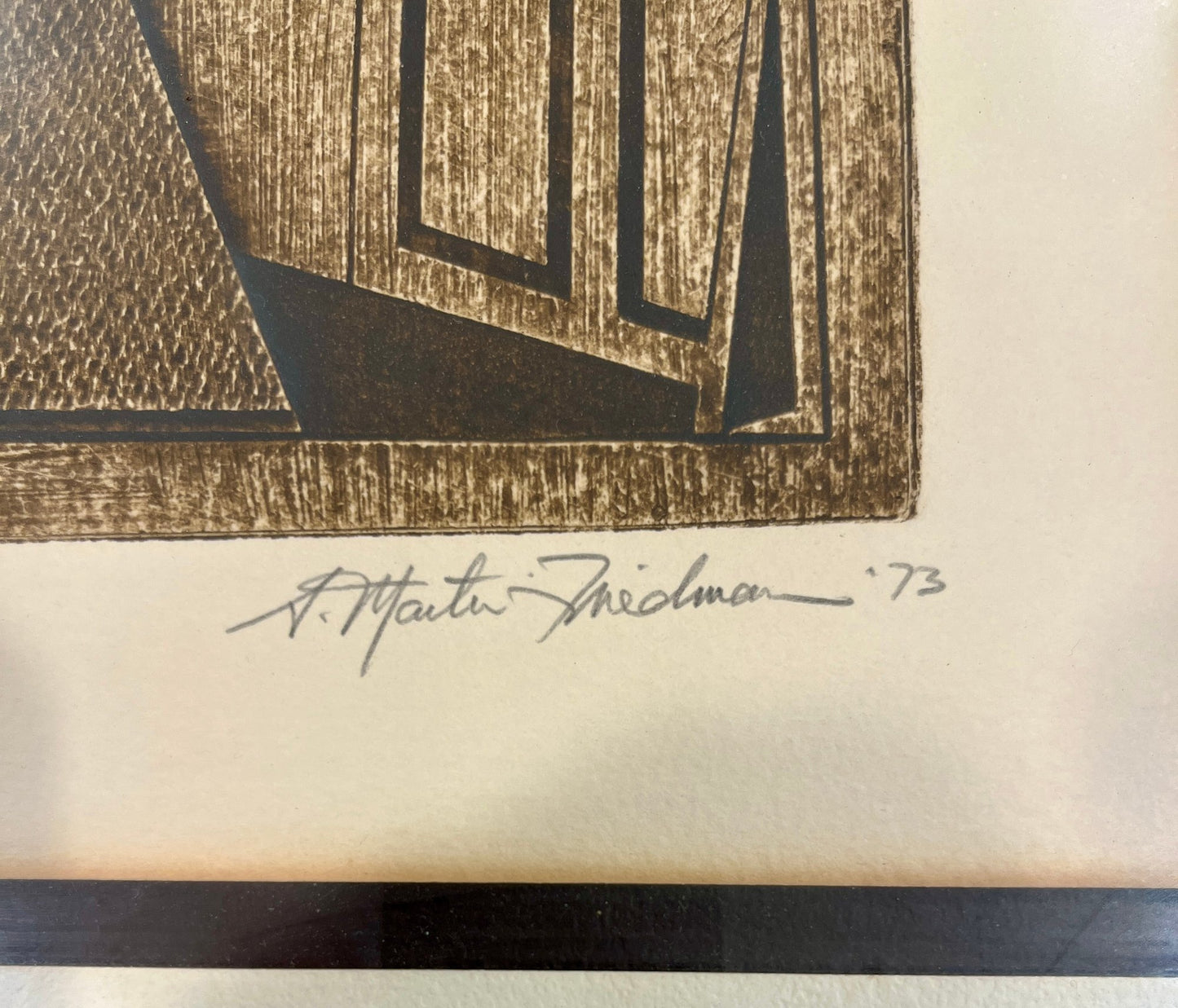 Framed Lithograph - Signed "A. Martin Friedman '73 - Artist's Proof - Calle Antigua"