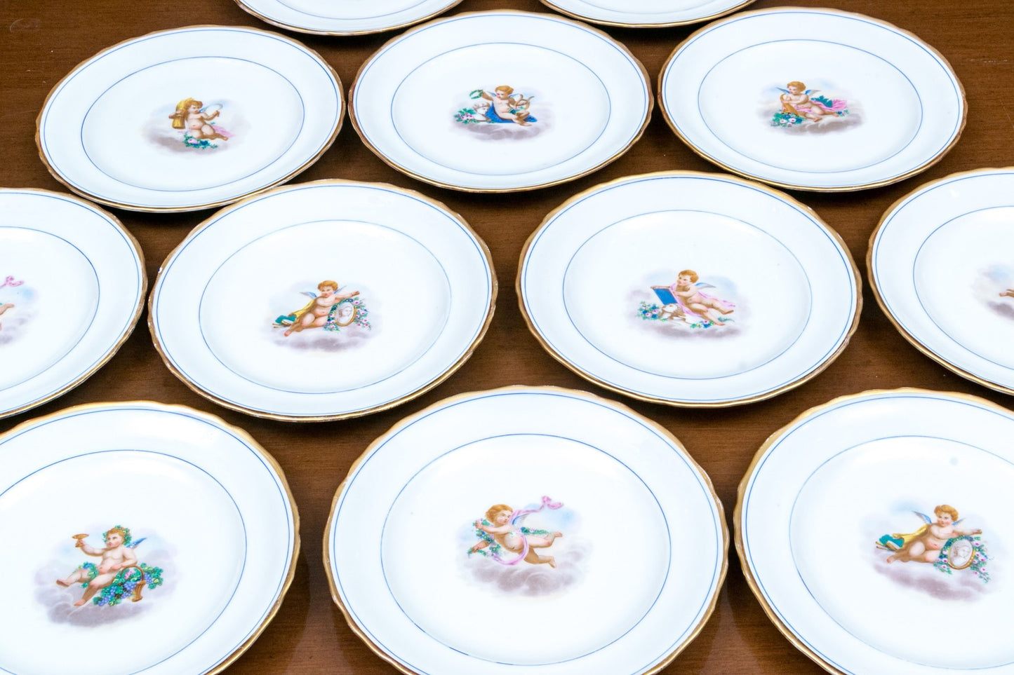 Antique French Porcelain Plates, Set Of 12
