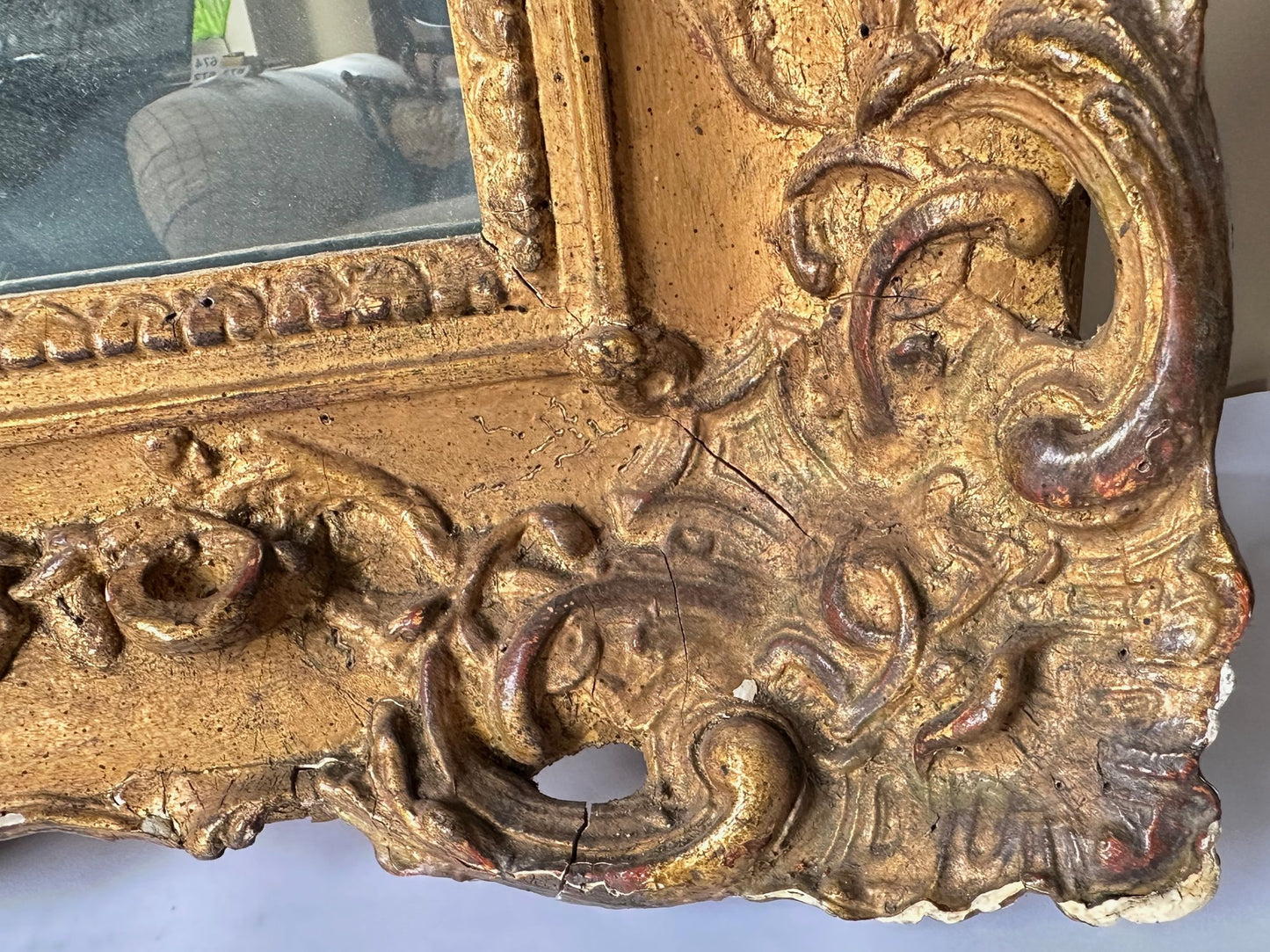 Vintage Italian Gilded Carved Wood Mirror