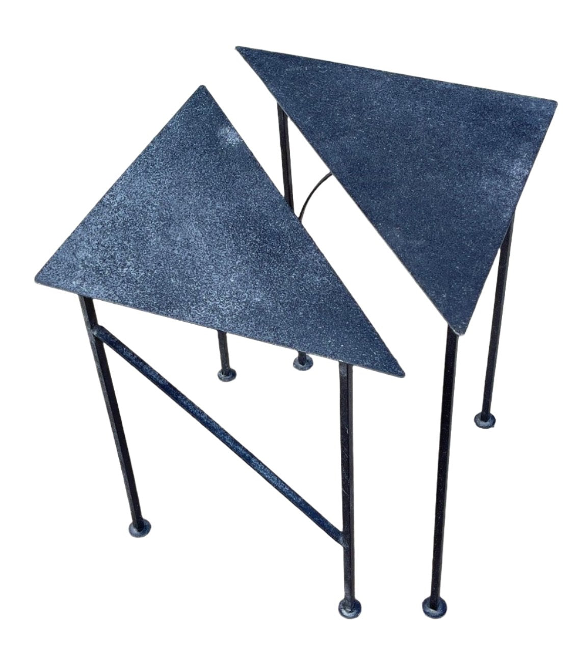 Pair Of Triangular Postmodern Iron Nesting Tables