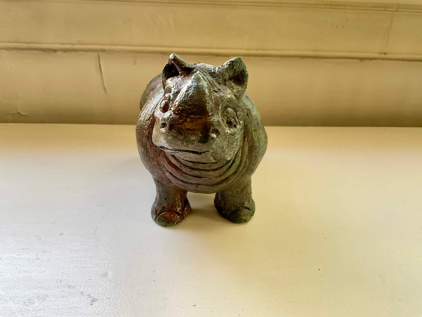 Vintage Rhinoceros Scultpure, Signed