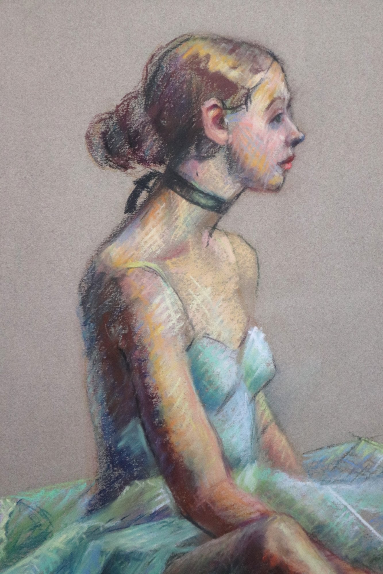 Ballerina At Rest Portrait Pastel Framed Artwork By Fiora B Giffuni