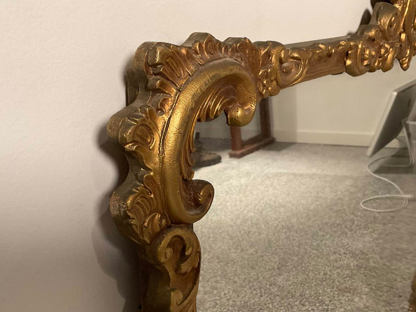 Vintage Carved Antiqued Gold Mirror