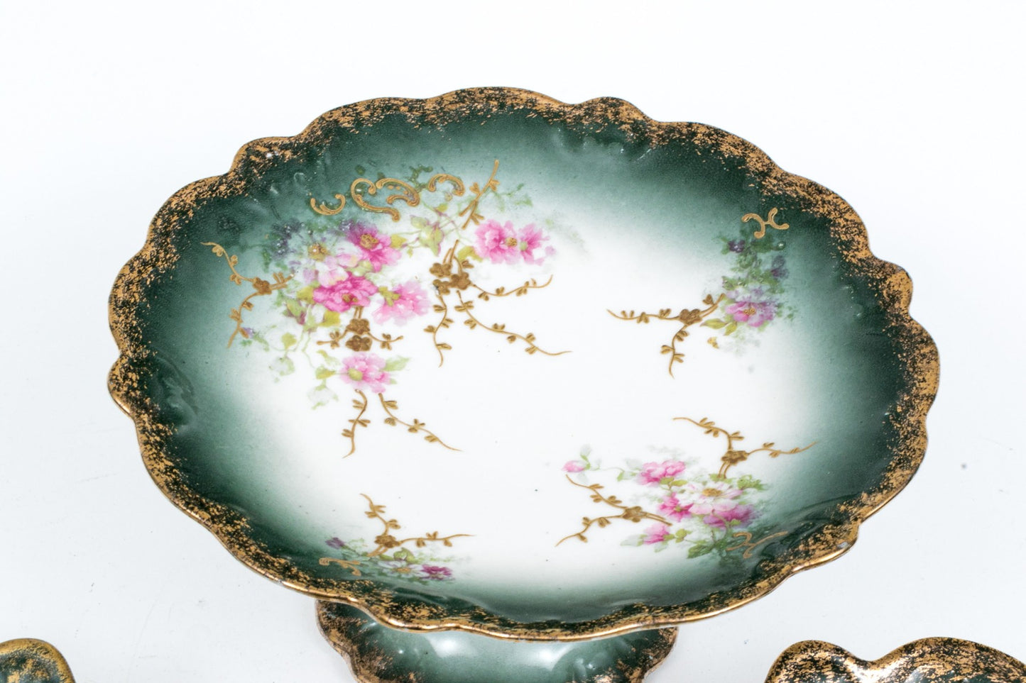 THREE PIECE LIMOGES BOWLS WITH COMPOTE PLATE