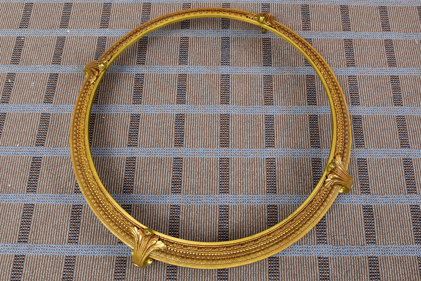 French Empire Style Imported Alabaster And Brass Chandelier With Ornate Rim And Canopy