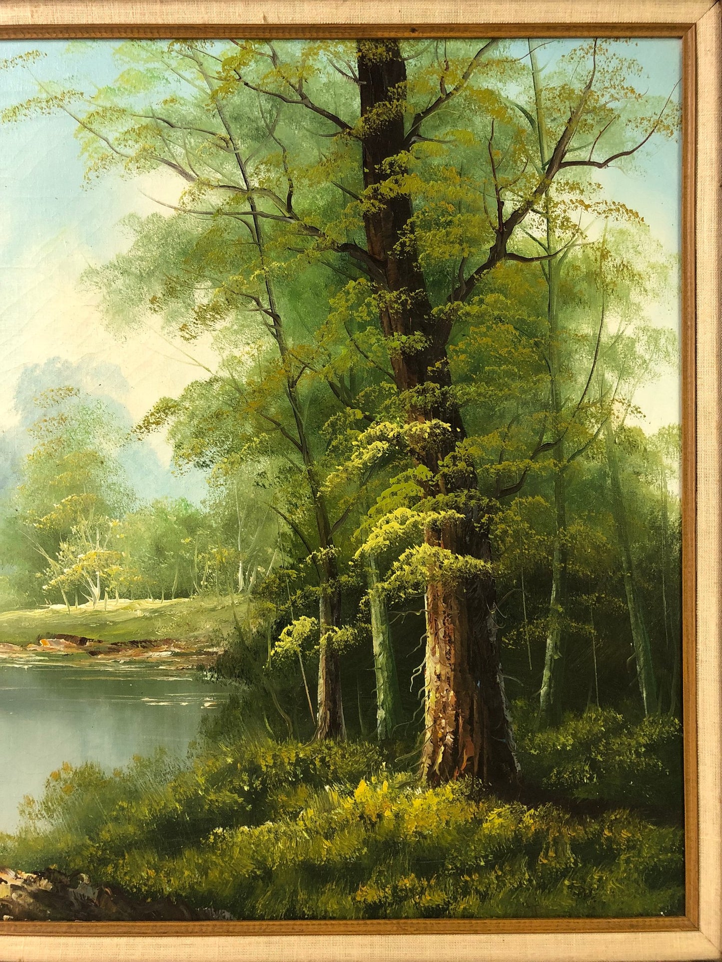 Woodland River Landscape Oil On Canvas Painting, Signed T. Williams