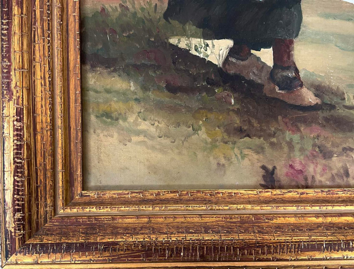 Antique and Rare Acadian Woman Spinning Yarn, Oil on Canvas, c. 1895