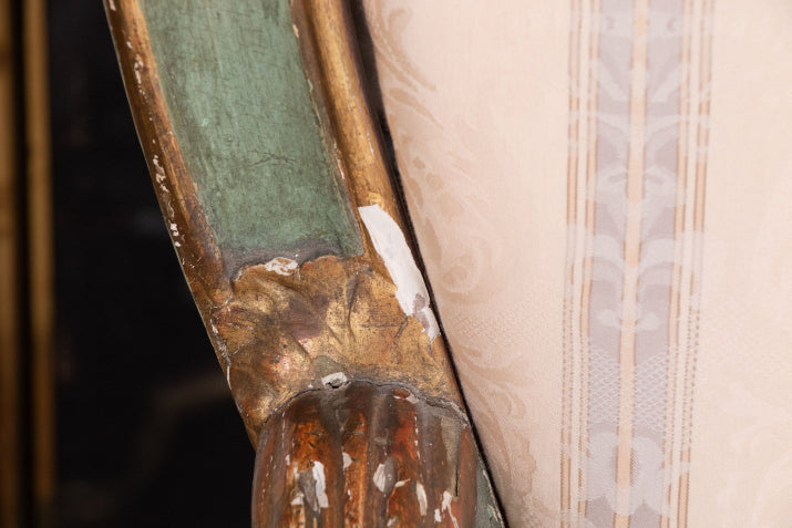 Authentic 18th Century Venetian Carved Wood And Gesso Hall Chair
